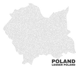 Lesser Poland Voivodeship map designed with small points. Vector abstraction in black color is isolated on a white background. Random small points are organized into Lesser Poland Voivodeship map.