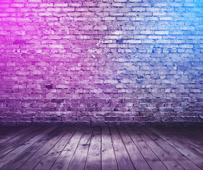 bricks room with neon lights