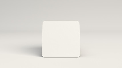 Mockup of blank white square beer coasters