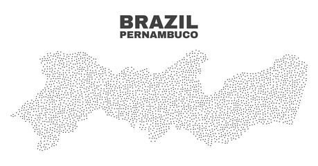 Fototapeta premium Pernambuco State map designed with little points. Vector abstraction in black color is isolated on a white background. Scattered small points are organized into Pernambuco State map.