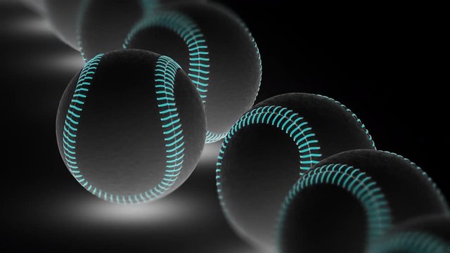 Baseballs. Looping footage has 4K resolution. Prores 4444. 3D Illustration.