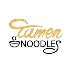 Ramen noodles  lettering design. Vector illustration.
