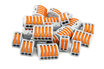 Electrical terminal blocks isolated on white background