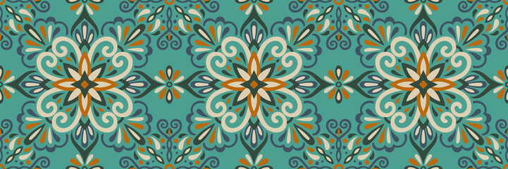 Fototapeta na wymiar Azulejo Tile Vector Seamless Pattern