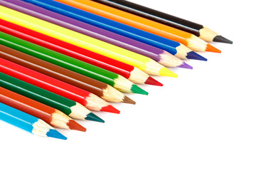 Colored pencils isolated on a white background.