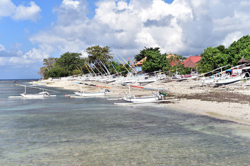 Small fishing village at the north side of Nusa Penida Island, Indonesia