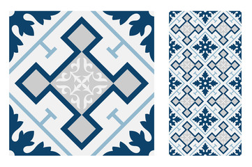 tiles Portuguese patterns antique seamless design in Vector illustration vintage