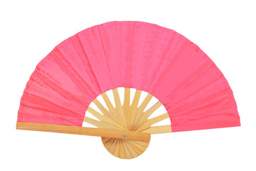 Red oriental hand Fan Isolated on White Background.