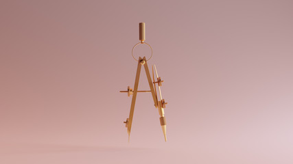 Gold Architects Compass Drawing Tool 3d illustration 3d render 