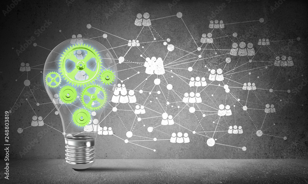 Poster concept of lightbulb as symbol of new idea.