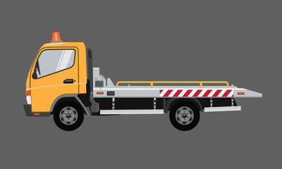 Yellow tow truck. Flat vector with solid color design.