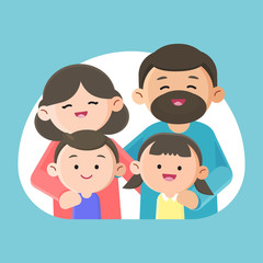 Family smiling happily together, Vector character design illustration.