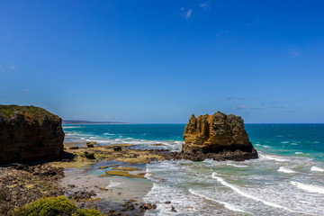 Famous cliffs with clouds near 12 Apostel, Victoria, Australia