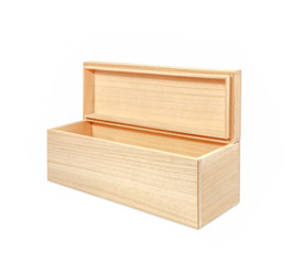 Wooden box on white background