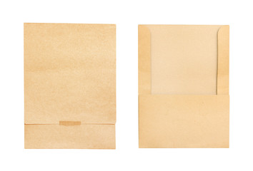 Brown folder paper or envelope isolated on white background