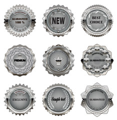 Set of vintage  metal  design elements on white background.