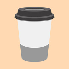 plastic cup of coffee, vector illustration, flat