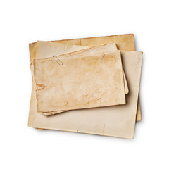 Mockup of empty old vintage yellowed paper sheets with clip