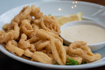 Deep fried calamari rings
