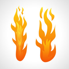 Two Fire Flames isolated on white background.