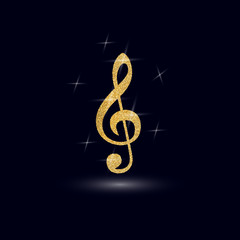 Obraz premium Gold musical notes on the dark background