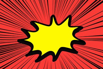 Jagged speech balloon and comic effect line. ギザギザの吹き出しとコミックの効果線