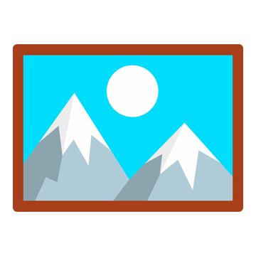 Mountain wall picture icon. Flat illustration of mountain wall picture vector icon for web design