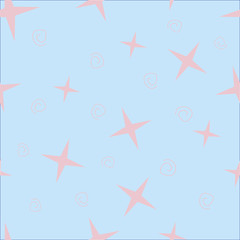 Vector pattern with sky and stars in pastel colors