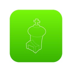 Church icon green vector isolated on white background