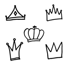 Simple hand drawn crown in doodle style.