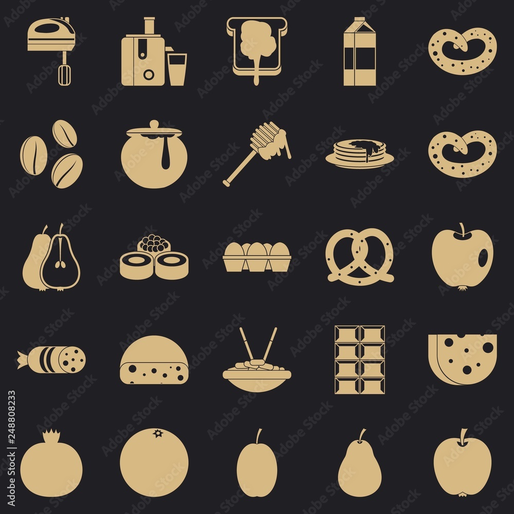 Poster nourishment icons set. simple set of 25 nourishment vector icons for web for any design