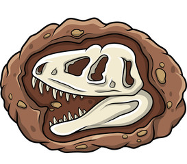 Cartoon head dinosaur fossil © matamu