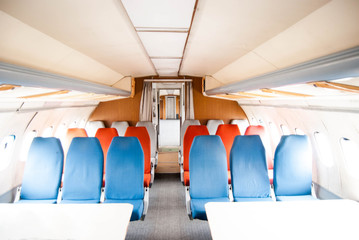  cabin of the old passenger aircraft