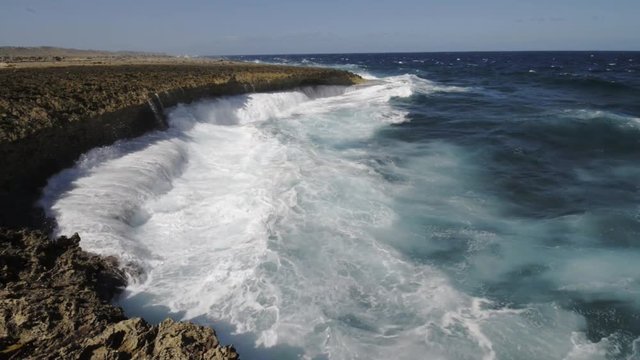 Large waves on the boca pistol in curacao.