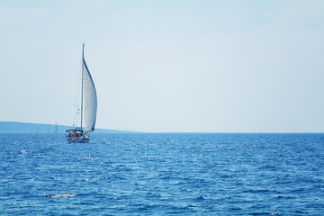 Obraz premium luxury big white sailing yachts at the sea 