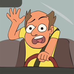 frightened driver vector cartoon