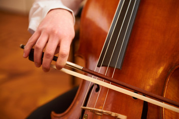 One cellist performing a cello piece