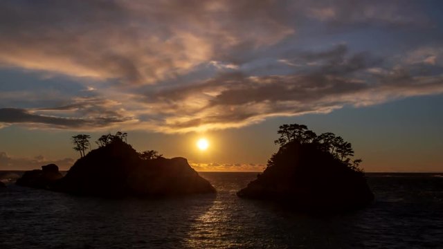 西伊豆堂ヶ島から夕日と夕焼けTimelapseズーム版-DF