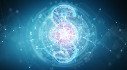 Digital paragraph law symbol background 3D rendering