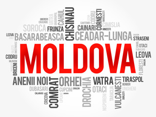 Fototapeta premium List of cities in Moldova word cloud collage, education and travel concept background