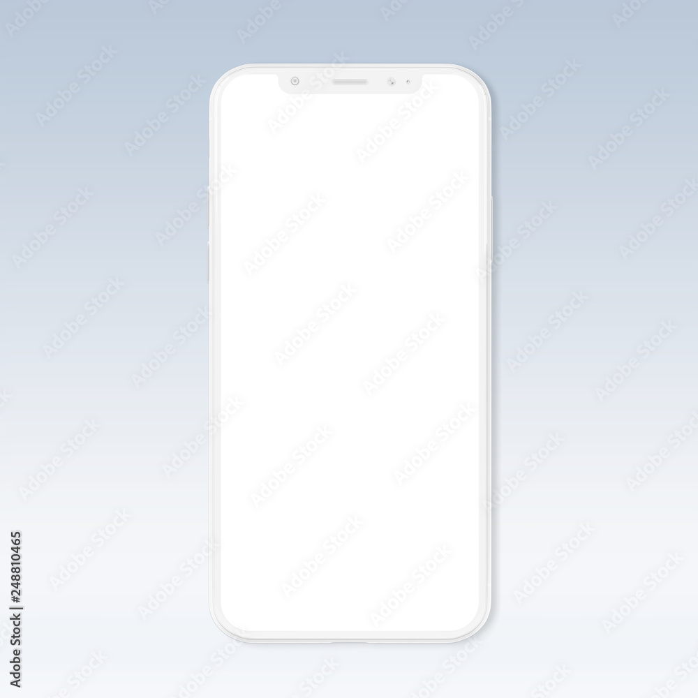 Poster white modern smartphone mockup isolated on grey 3d rendering