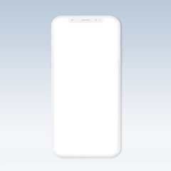 White modern smartphone mockup isolated on grey 3D rendering