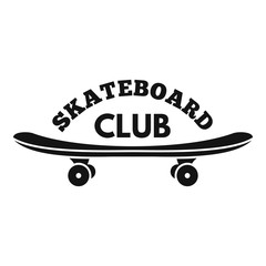 Skateboard club logo. Simple illustration of skateboard club vector logo for web design isolated on white background
