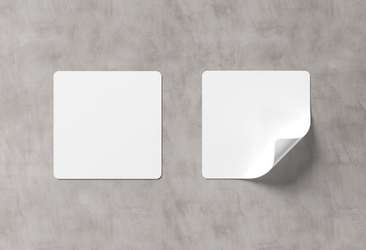 Squared sticker mockup isolated on concrete 3D rendering