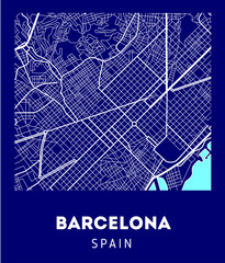 city map of Barcelona with well organized separated layers.