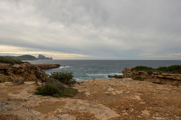 The coast in Llentia on the island of Ibiza