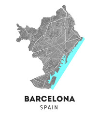 city map of Barcelona with well organized separated layers. - 248810664