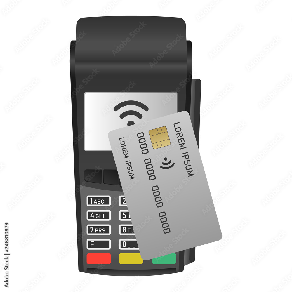 Poster payment machine icon. realistic illustration of payment machine vector icon for web design isolated 