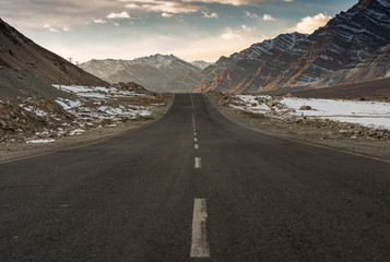 Leh Ladakh - Leh, Ladakh, India Beautiful View, landscape view of rural road around with mountain and sky background in Leh - Ladakh northern of India