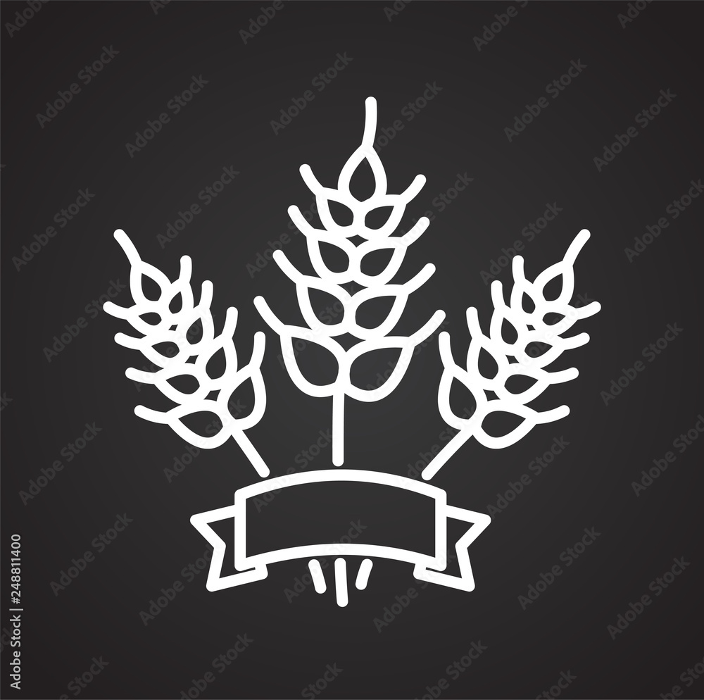 Poster wheat outline icon black background for graphic and web design, modern simple vector sign. internet 